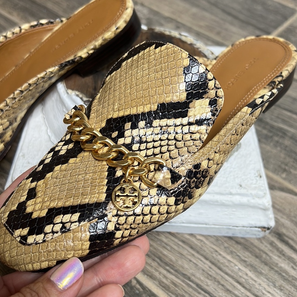 Tory Burch Leather Snake Python Embossed Mule 7.5 - image 3